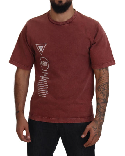 Dolce & Gabbana Maroon Print Round Neck Short Sleeves T-shirt