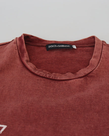 Dolce & Gabbana Maroon Print Round Neck Short Sleeves T-shirt