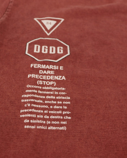 Dolce & Gabbana Maroon Print Round Neck Short Sleeves T-shirt