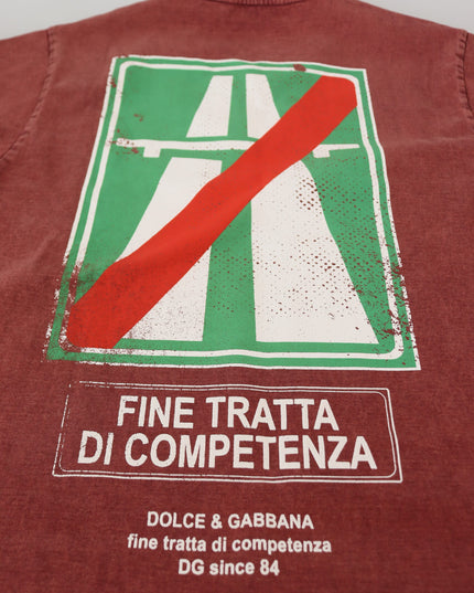 Dolce & Gabbana Maroon Print Round Neck Short Sleeves T-shirt