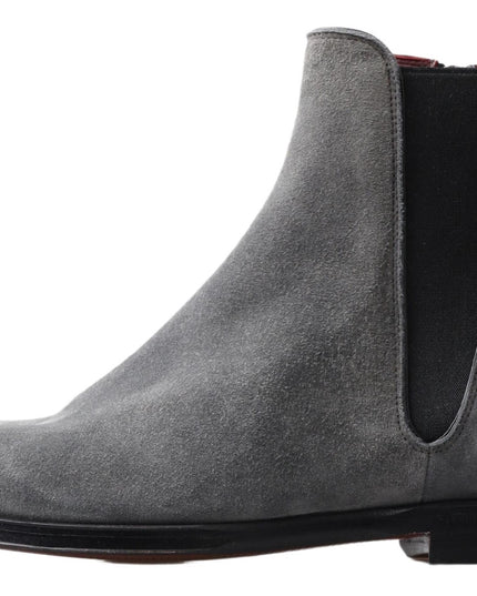 Dolce & Gabbana Gray Leather Men Ankle Boots Shoes