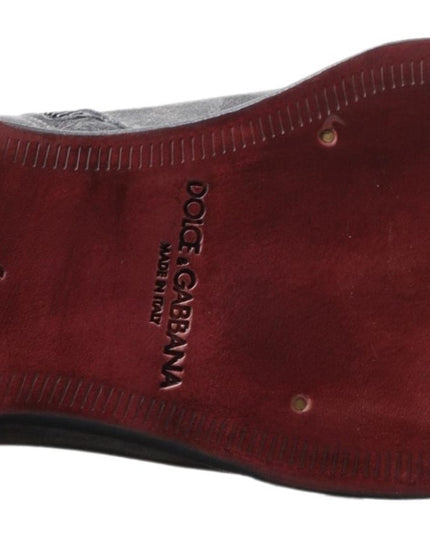 Dolce & Gabbana Gray Leather Men Ankle Boots Shoes