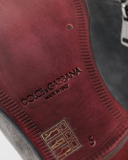 Dolce & Gabbana Gray Leather Men Ankle Boots Shoes