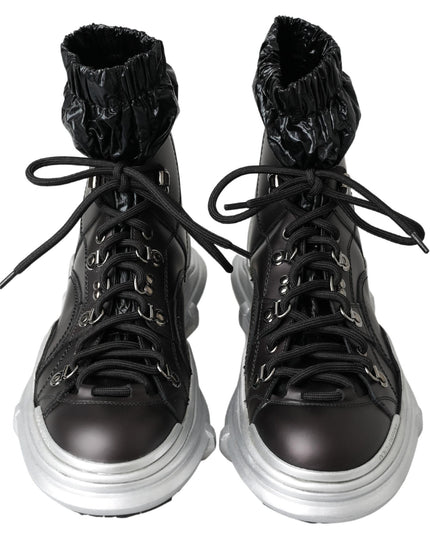 Dolce & Gabbana Black Nylon Galileo High Top Sneakers Shoes