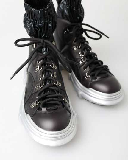 Dolce & Gabbana Black Nylon Galileo High Top Sneakers Shoes