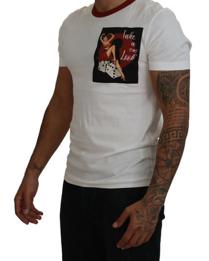 Dolce & Gabbana Cotton White Logo Print Crewneck T-shirt