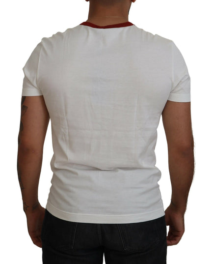Dolce & Gabbana Cotton White Logo Print Crewneck T-shirt
