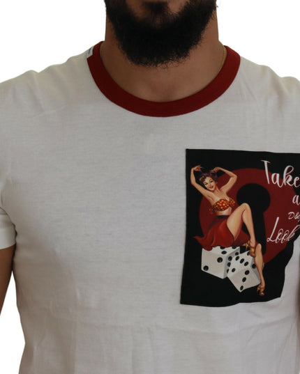 Dolce & Gabbana Cotton White Logo Print Crewneck T-shirt