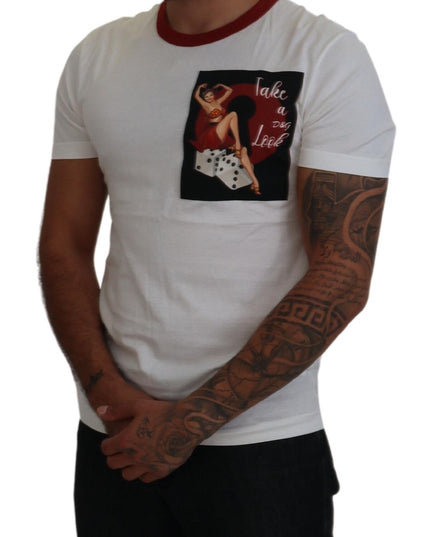 Dolce & Gabbana Cotton White Logo Print Crewneck T-shirt
