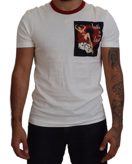 Dolce & Gabbana Cotton White Logo Print Crewneck T-shirt