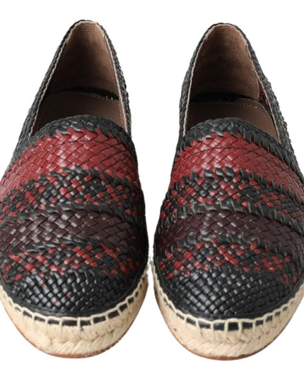 Dolce & Gabbana Black Bordeaux Buffalo Leather Espadrille Shoes