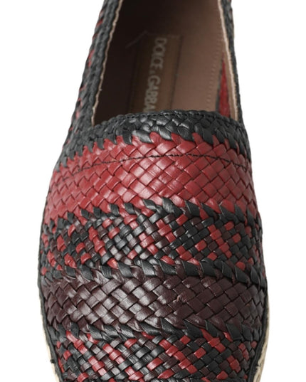 Dolce & Gabbana Black Bordeaux Buffalo Leather Espadrille Shoes