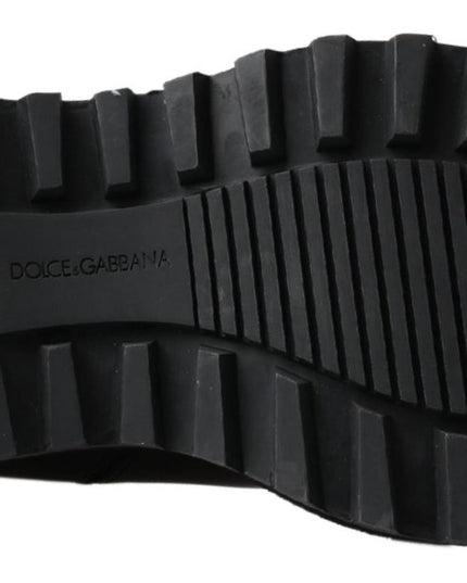 Dolce & Gabbana Black Leather Slip on Stretch Boots