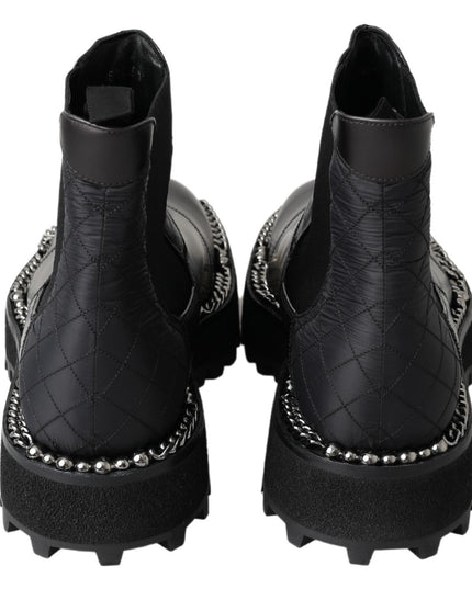 Dolce & Gabbana Black Leather Slip on Stretch Boots