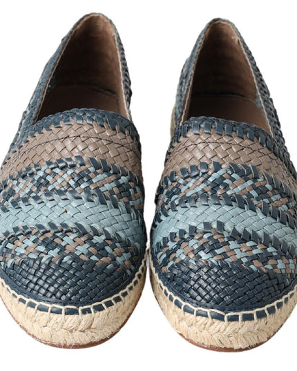 Dolce & Gabbana Blue Gray Leather Buffalo Espadrille Shoes