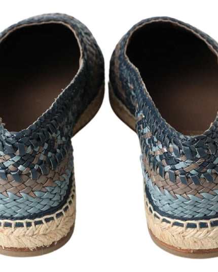 Dolce & Gabbana Blue Gray Leather Buffalo Espadrille Shoes