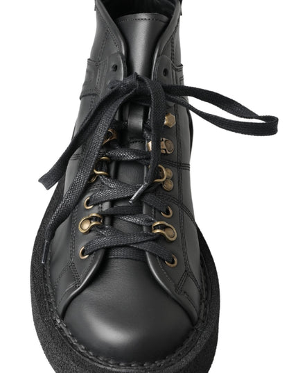 Dolce & Gabbana Black Leather Slip on Stretch Boots
