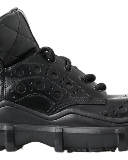 Dolce & Gabbana Black Leather Ankle Casual Boots