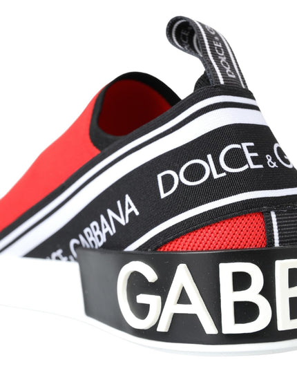 Dolce & Gabbana Red White Flat Sneakers Loafers Shoes