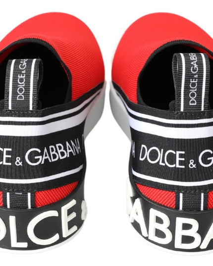 Dolce & Gabbana Red White Flat Sneakers Loafers Shoes