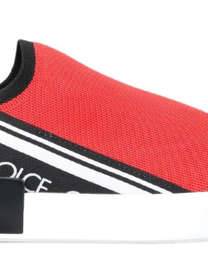 Dolce & Gabbana Red White Flat Sneakers Loafers Shoes