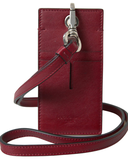 Dolce & Gabbana Red Leather Lanyard Logo Slim Card Holder Men Wallet