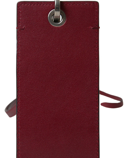 Dolce & Gabbana Red Leather Lanyard Logo Slim Card Holder Men Wallet
