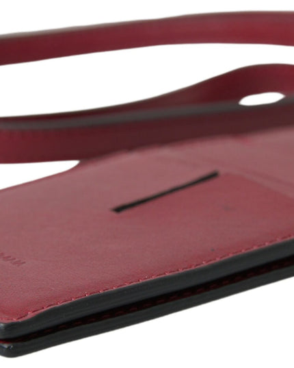Dolce & Gabbana Red Leather Lanyard Logo Slim Card Holder Men Wallet