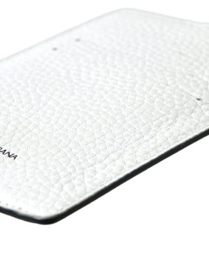 Dolce & Gabbana White Leather Lanyard Logo Card Holder Men Wallet