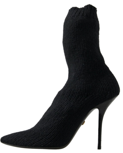 Dolce & Gabbana Black Stiletto Heel Mid Calf Women Boot Shoes