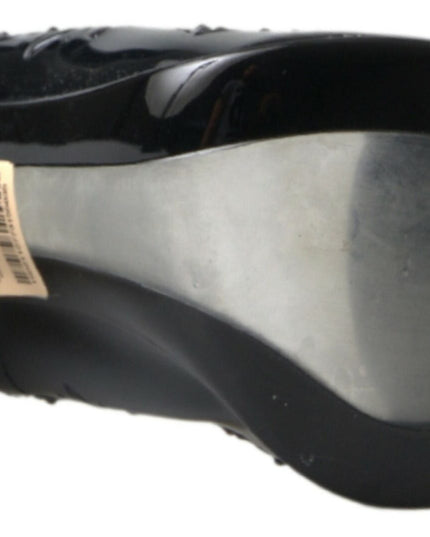 Dolce & Gabbana Black CINDERELLA Floral Crystal Heels Shoes