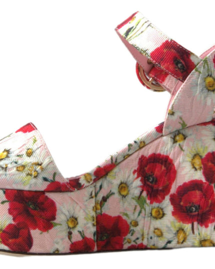 Dolce & Gabbana Multicolor floral print Wedges Floral Ankle Strap Sandals
