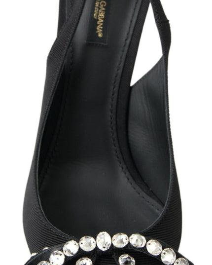 Dolce & Gabbana Black Crystal Embellished Slingback Heel Shoes