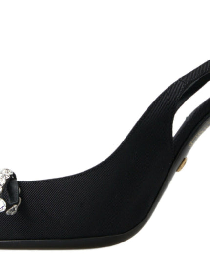 Dolce & Gabbana Black Crystal Embellished Slingback Heel Shoes