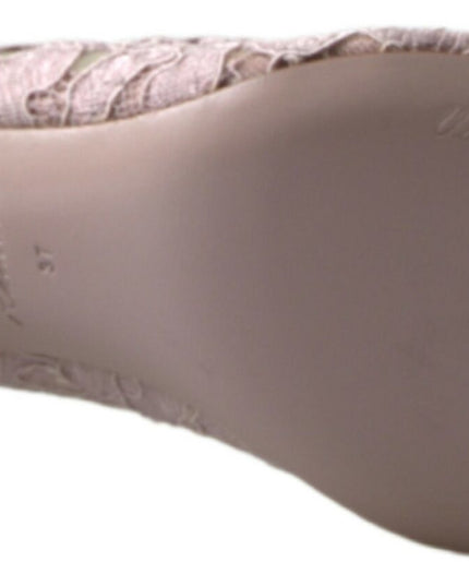 Dolce & Gabbana Pink Floral Lace DG Crystal Pumps Shoes