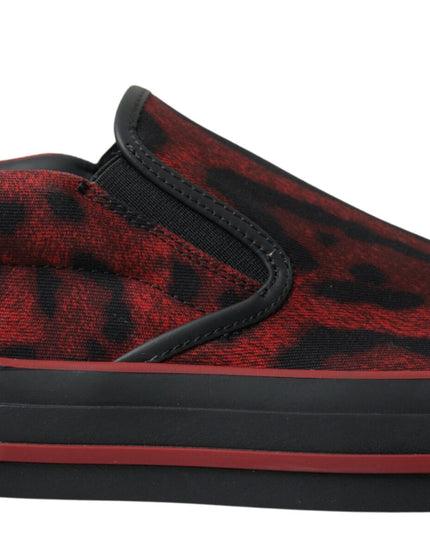 Dolce & Gabbana Red Black Leopard Loafers Sneakers Shoes