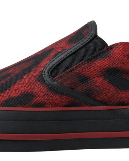 Dolce & Gabbana Red Black Leopard Loafers Sneakers Shoes
