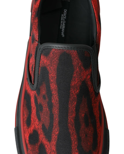 Dolce & Gabbana Red Black Leopard Loafers Sneakers Shoes
