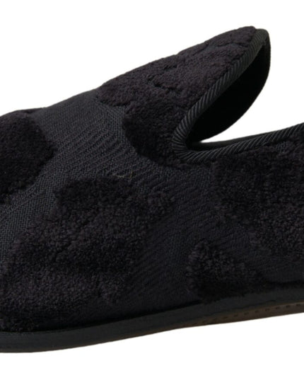 Dolce & Gabbana Black Brocade Loafers Formal Shoes