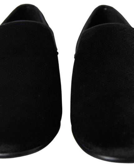 Dolce & Gabbana Black Velvet Loafers Formal Shoes