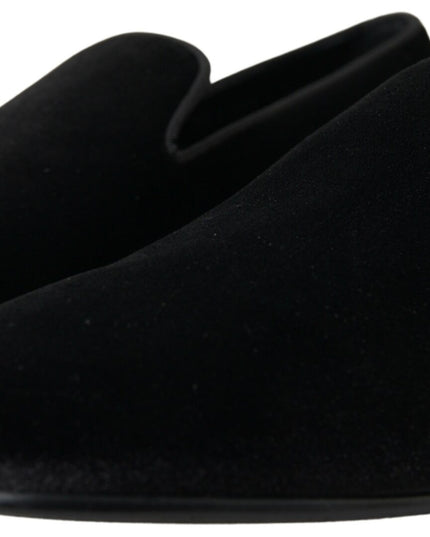 Dolce & Gabbana Black Velvet Loafers Formal Shoes