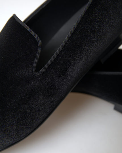 Dolce & Gabbana Black Velvet Loafers Formal Shoes