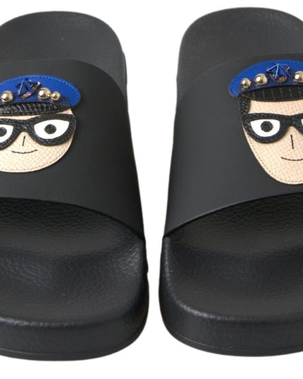 Dolce & Gabbana Black Slides Sandals Beach Saint Barth Shoes