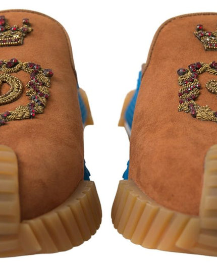 Dolce & Gabbana Brown Suede Crown Logo NS1 Slides Sandals