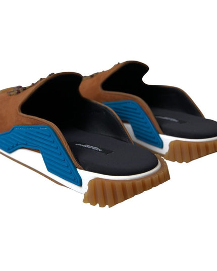 Dolce & Gabbana Brown Suede Crown Logo NS1 Slides Sandals