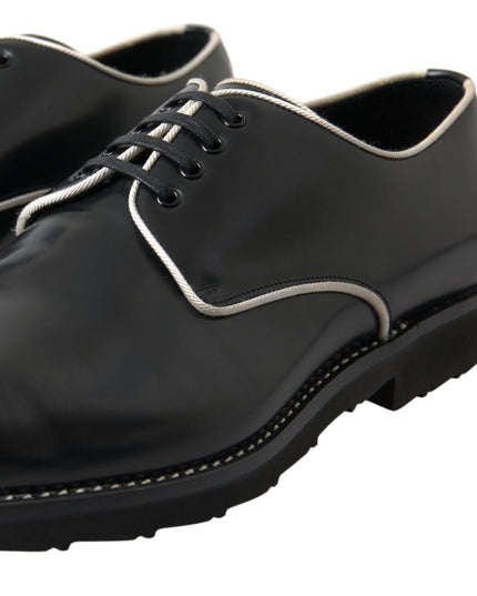 Dolce & Gabbana Black White Leather Formal Shoes