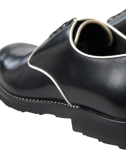 Dolce & Gabbana Black White Leather Formal Shoes