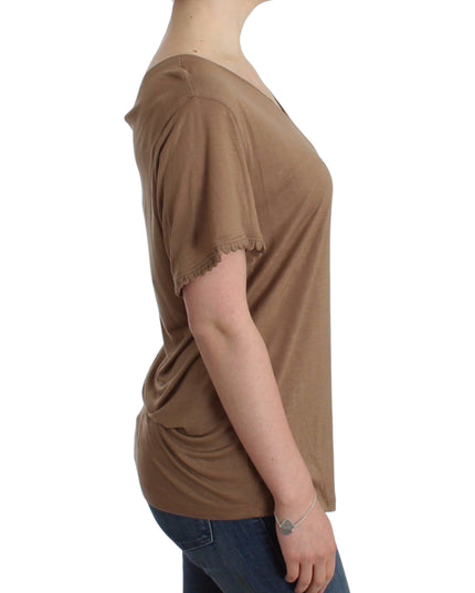 John Galliano Brown shortsleeved top