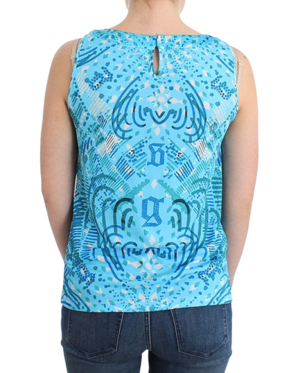John Galliano Blue printed tank top