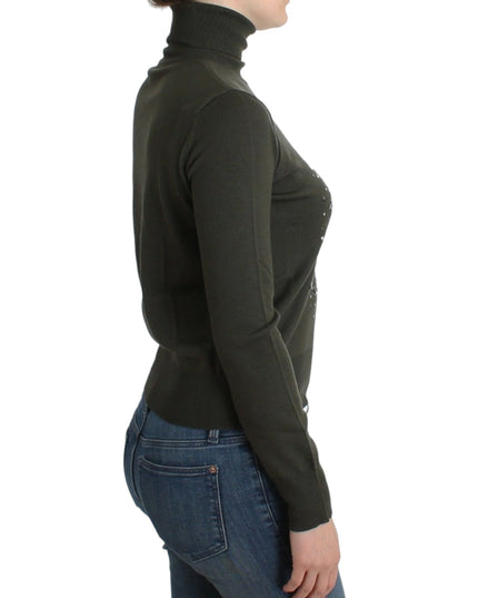 John Galliano Green wool turtleneck sweater